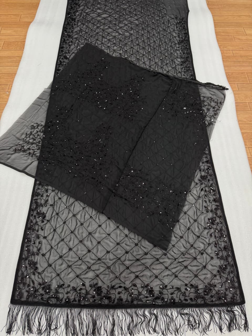Bollywood BlockBuster Sequins Design Black Saree