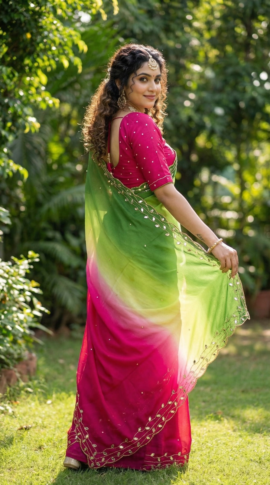 Pure Soft Chinon Peding 2d Saree
