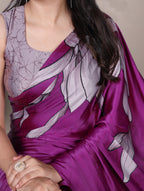 Floral Printed Satin Silk Saree