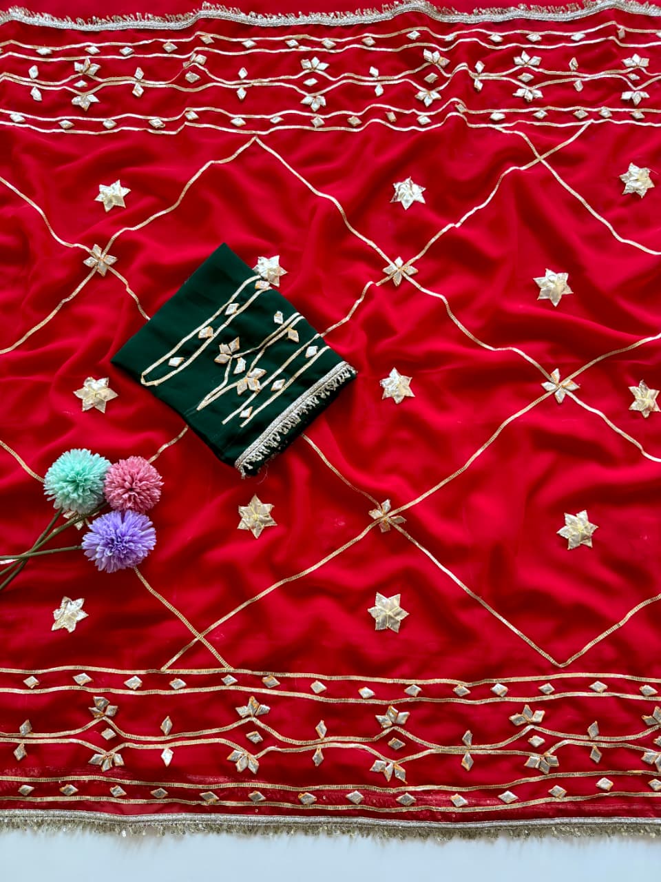 Original Hand Kachhi Gotta Work Heavy Wedding Sarees