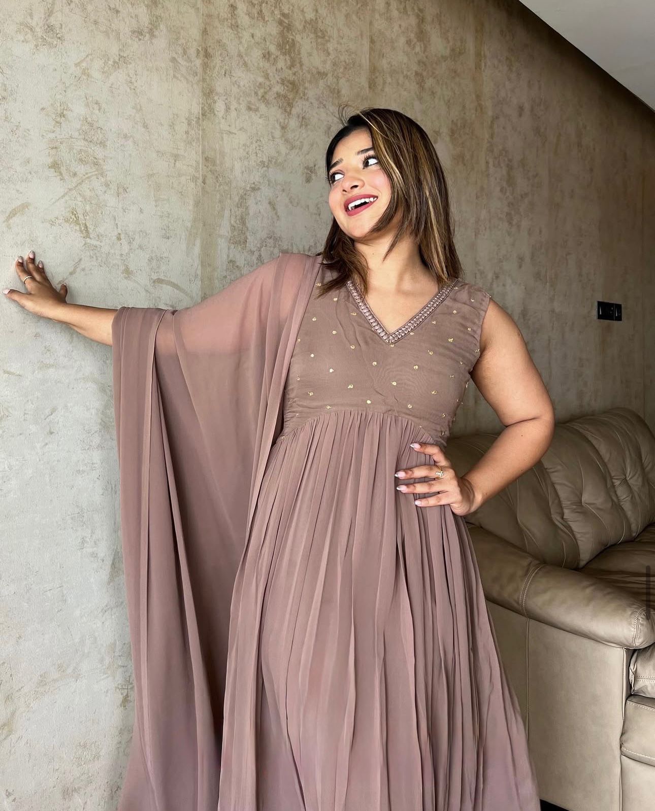Heavy Faux Georgette Gown