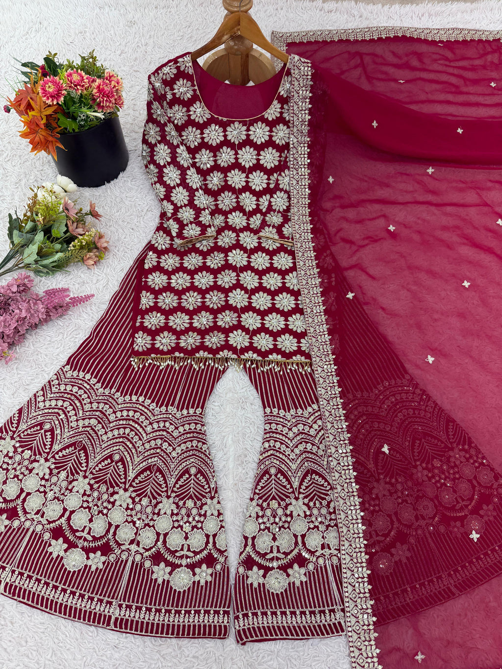 Embroidery Sequence Work Suit