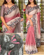 Tusser Silk Digital Print Saree