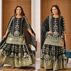 Heavy Vichitra Silk Material Top Plazzo