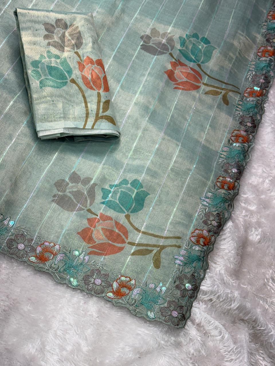 GLASS TISSUE ORGANZA SAREE