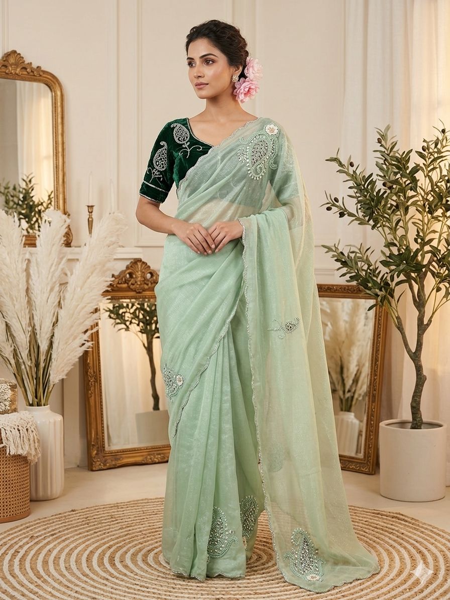 Pure soft nd elegant Shimmer silk saree