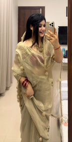 Gold Satin Saree