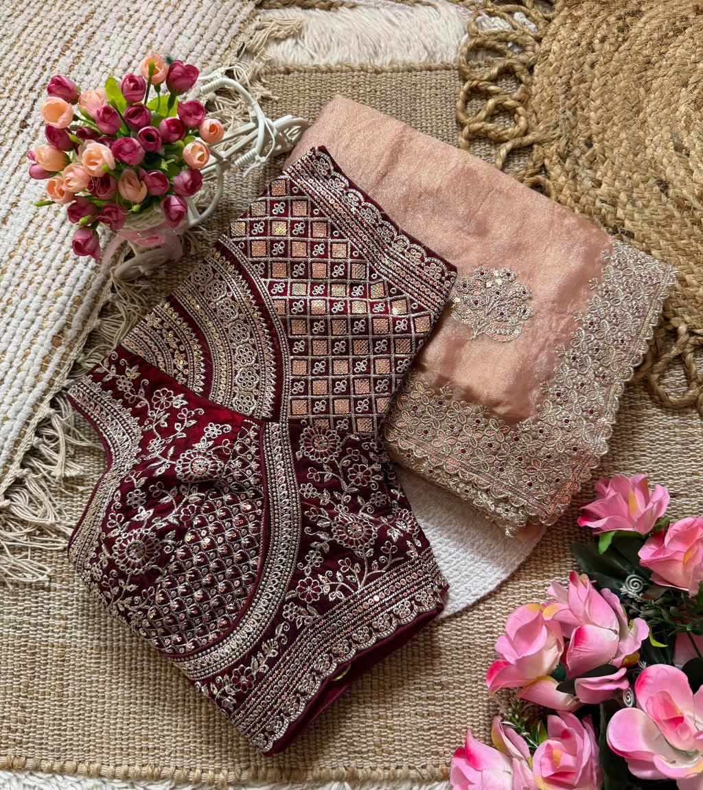 Sabyasachi Inspired Premium Moss Chiffon Saree