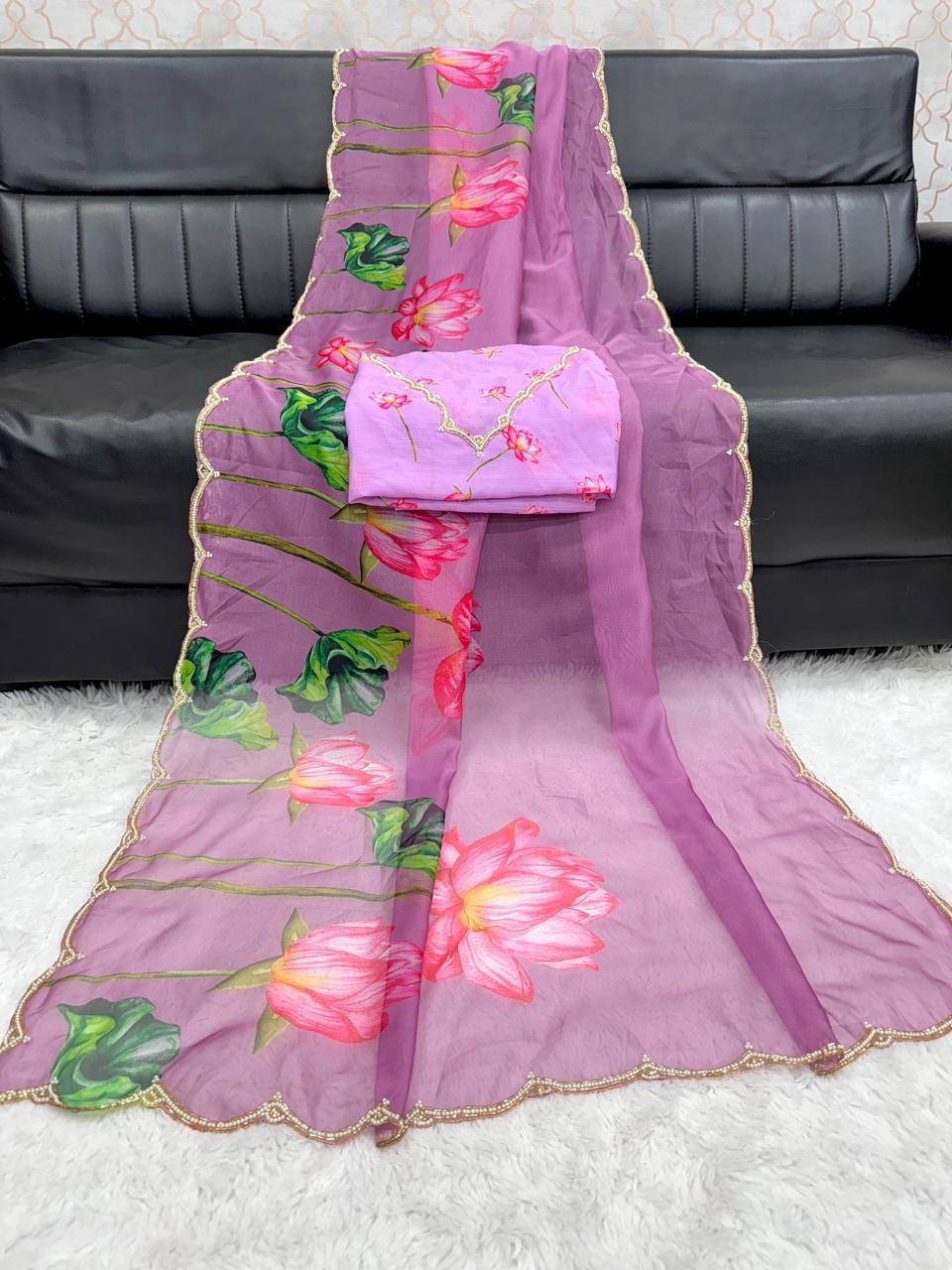 Soft Tabby Floral Print Saree