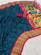 Paithani Saree With Gold Zari Small Motifs