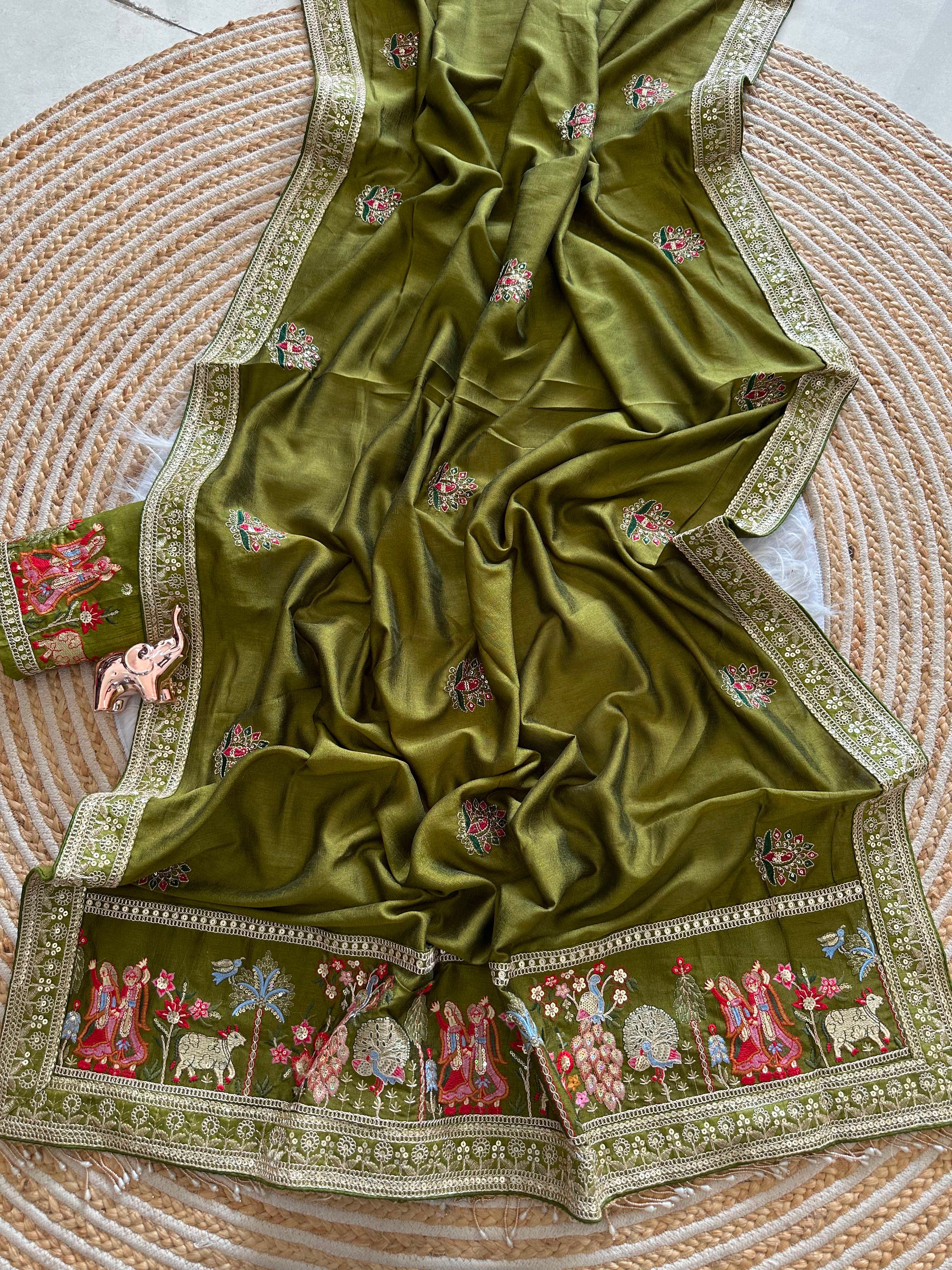 Very Soft nd Elegant Rich look vichitra silk saree