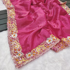 Premium Gold Crush Pink Saree
