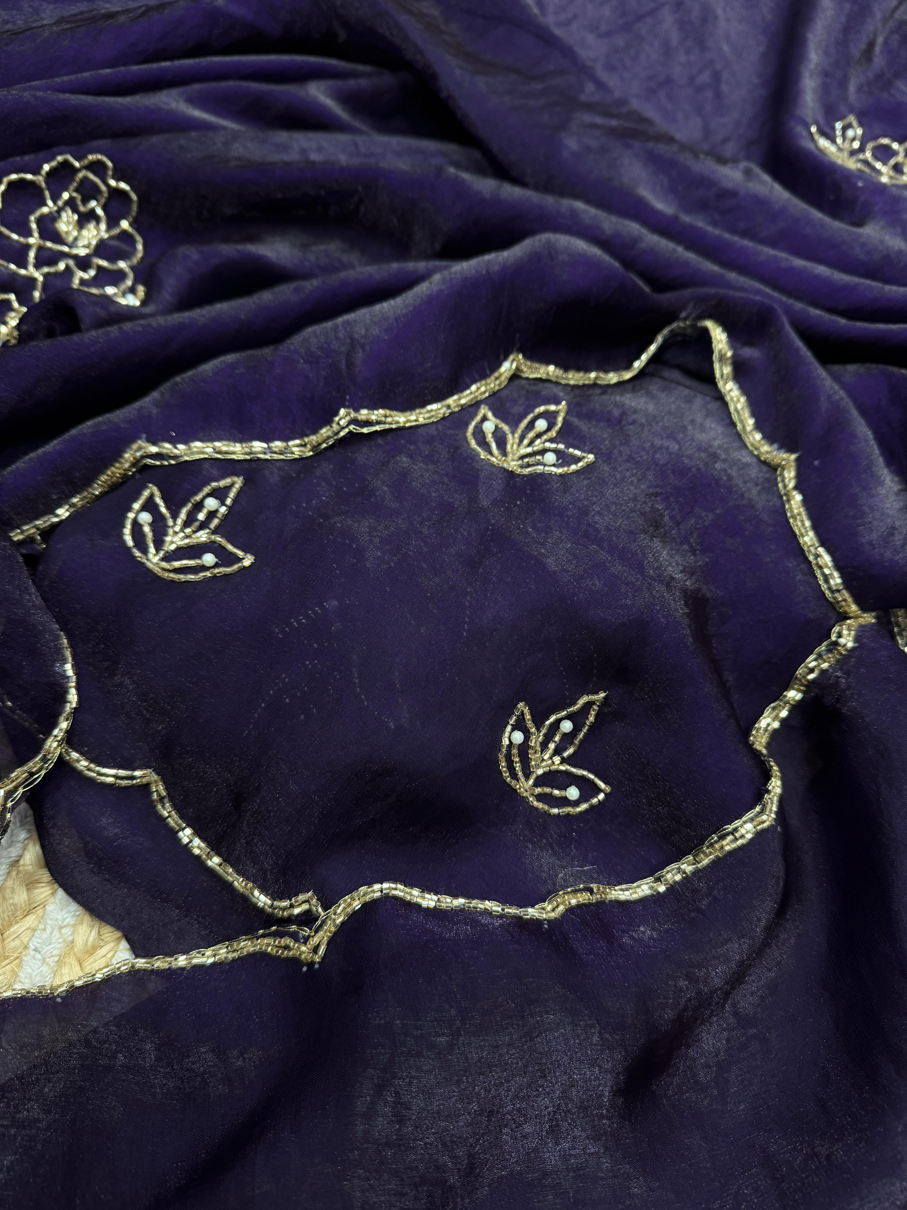 Soft  Space Silk Purple Saree