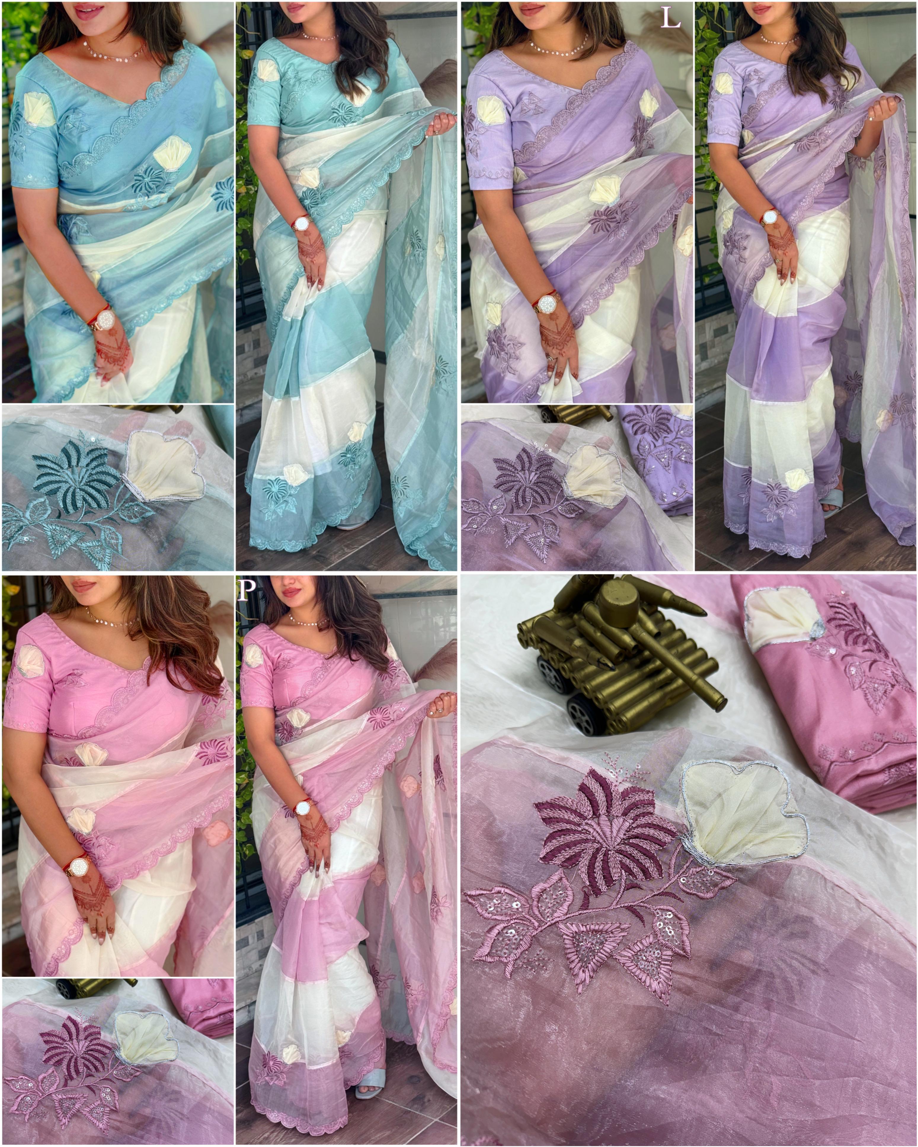 CRYSTAL ORGANZA SAREE