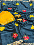 Soft Rangoli Silk Saree With Embroidery Work