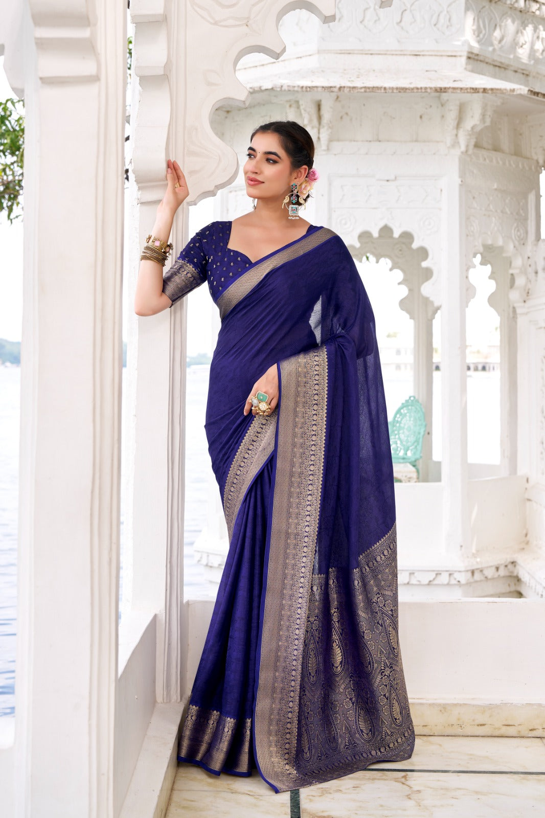 ZARI WEAVING CHINON SAREE
