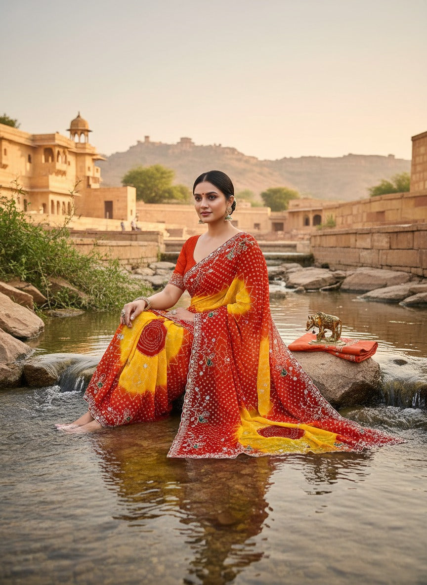 Beautifully crafted Traditional Georgette Saree