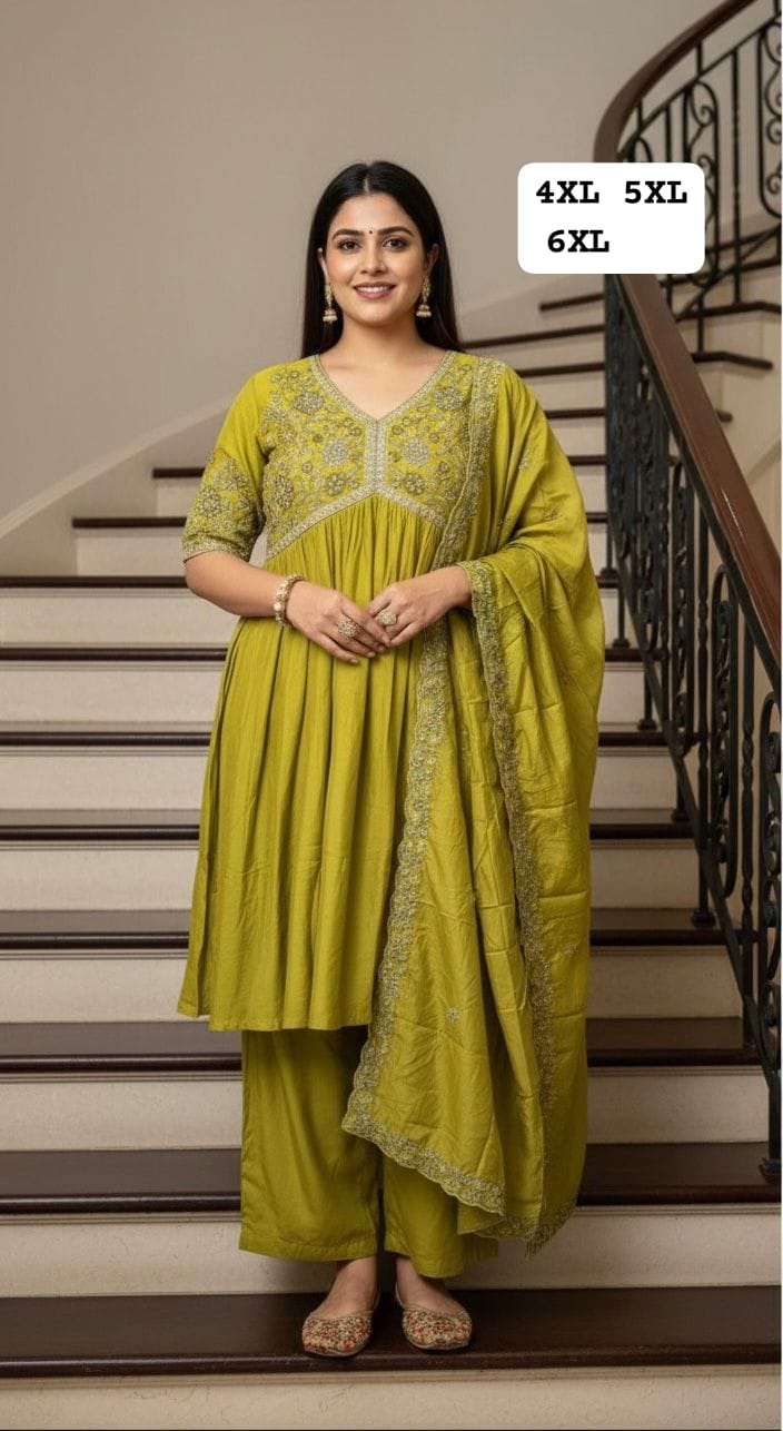 Heavy quality Maslin Silk Aliya Cut Kurti Plazzo