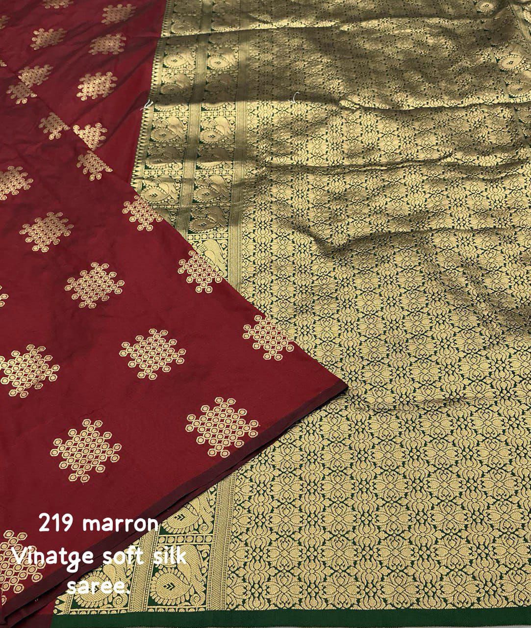 Vintage Style Borderless Soft Silk Woven Saree