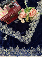 Viscose Velvet Nevy Blue Wedding Saree