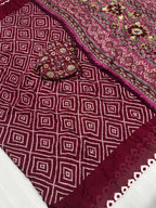 PURE MOSS KALMAKARI WITH BANDHANI SAREE