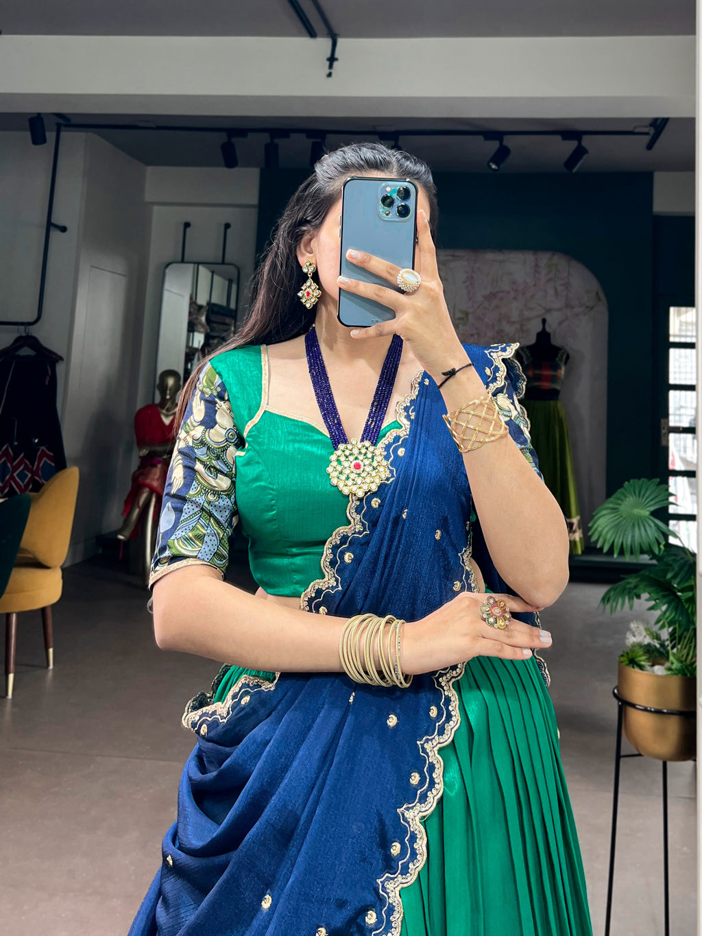 Tasar Silk Kalamkari Print Wedding lehenga