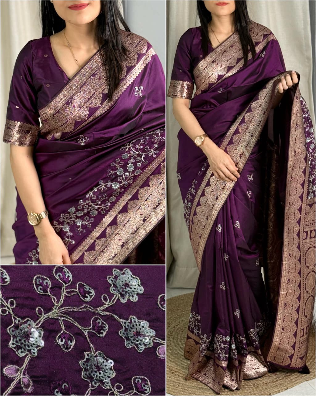 Banarasi Silk With Zari Border Saree