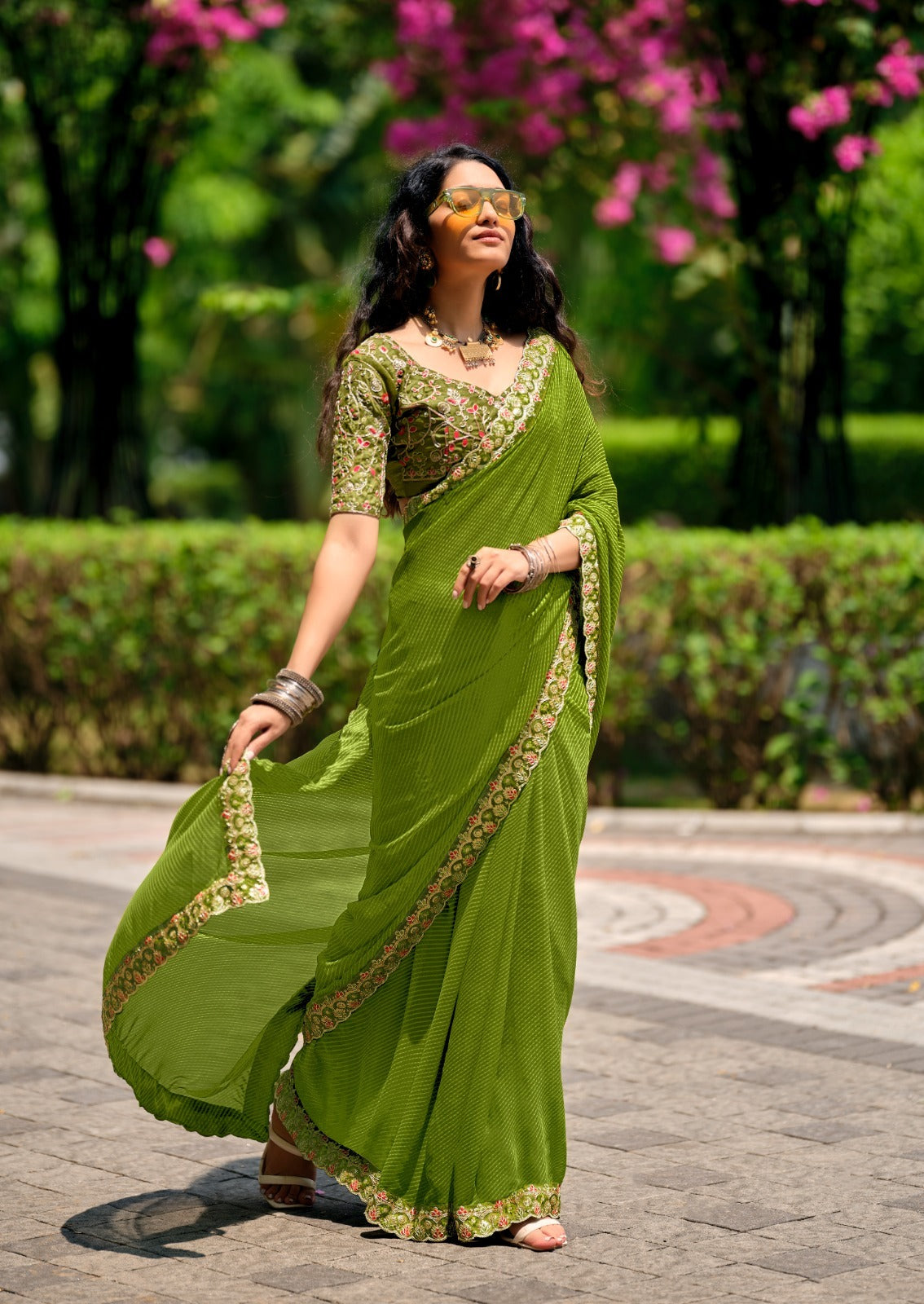 Rajasthani Georgette Laheriya Print Saree