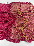 Mirror Work Treding Satin Saree