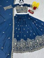 Heavy Embroidery Thread & Sequence Work Lahenga