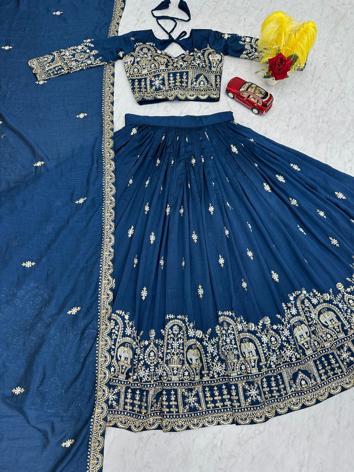 Heavy Embroidery Thread & Sequence Work Lahenga