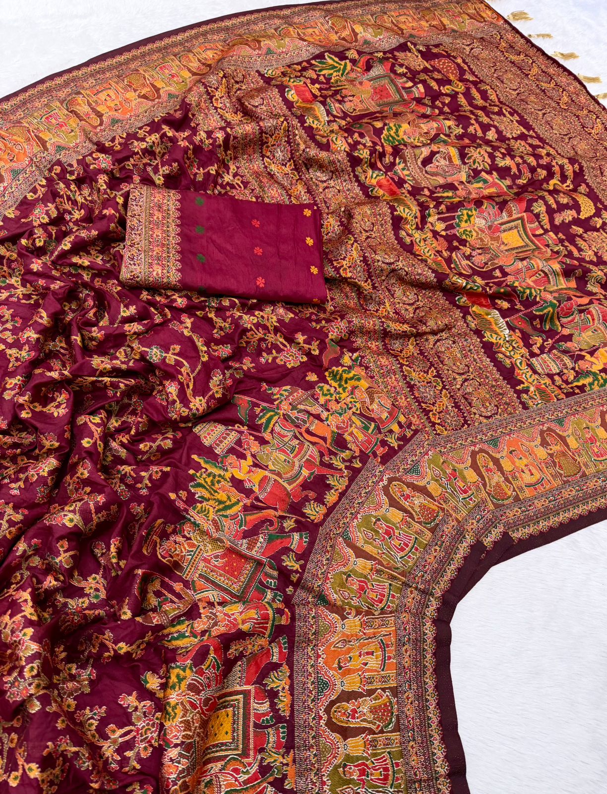 Pure n Soft Rajwadi Pashmina Silk Weaving Saree