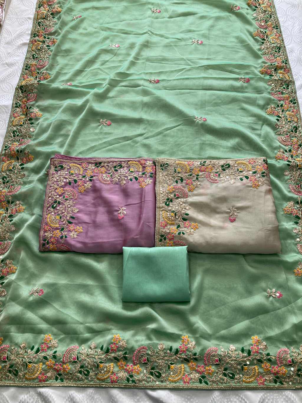 Soft Silk fabric with C-pallu Embroidered Work Saree