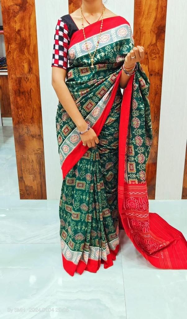 Plain Digital Print Saree