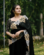 New Fancy Sartin Chiffon Emboridary Saree