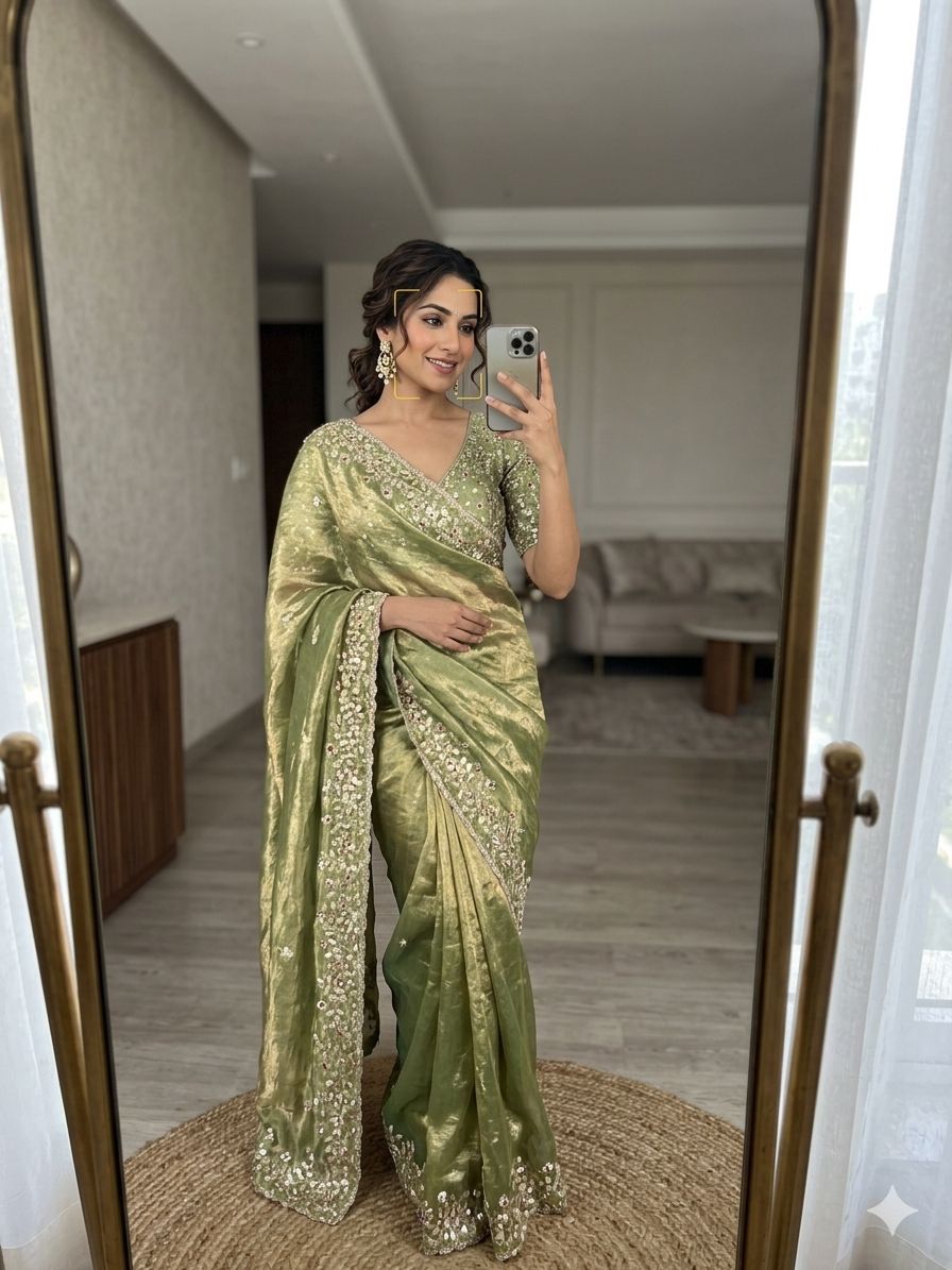 Pure soft Fandy Satin Silk Saree