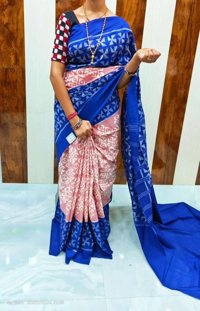 Plain Digital Print Saree