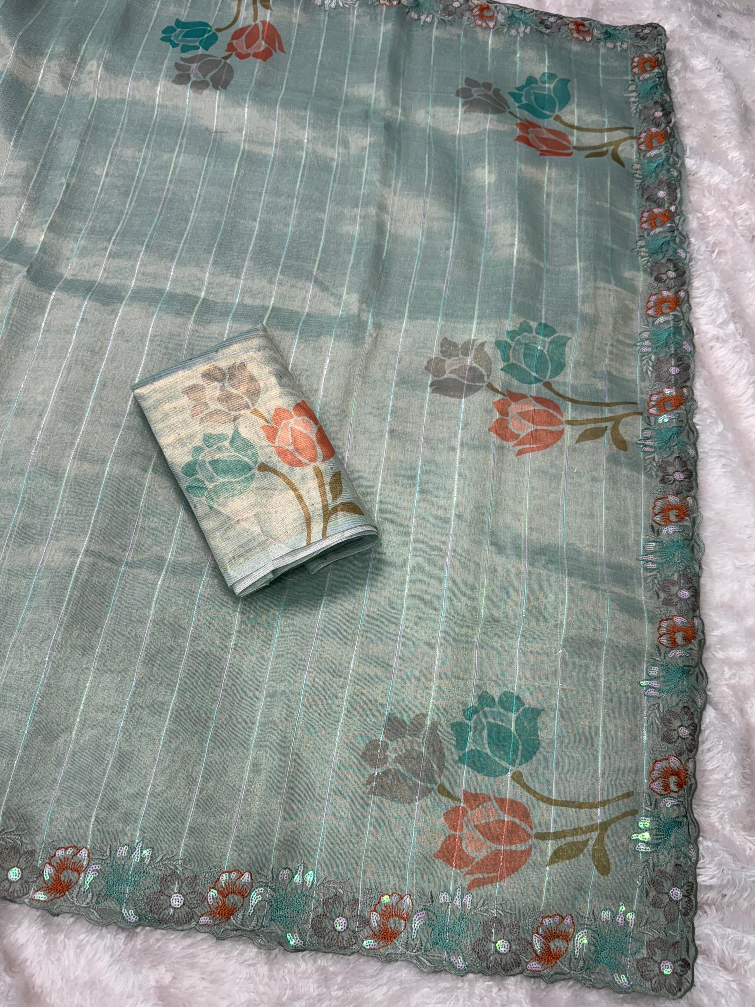 Glass Tissue Organza Saree