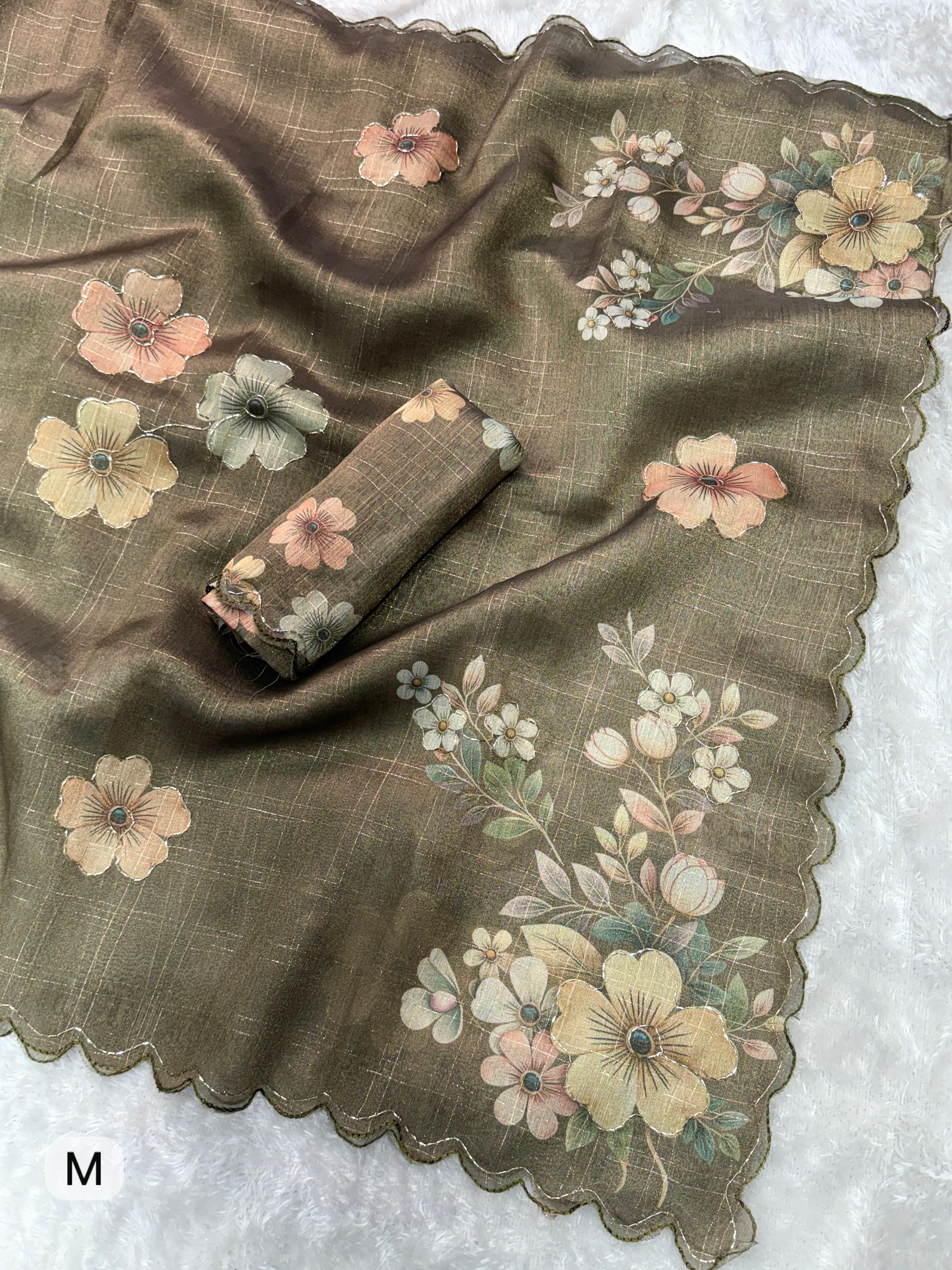 TISSUE COTTON DIGITAL PRINT SAREE