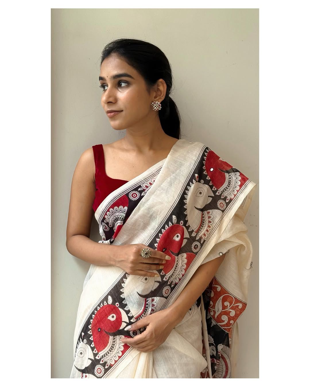 PURE LINEN KALAMKARI SILK SAREE