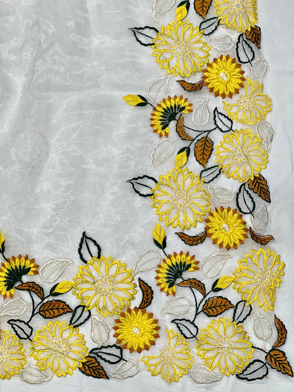 Khadi Organza Design Embroidery Saree