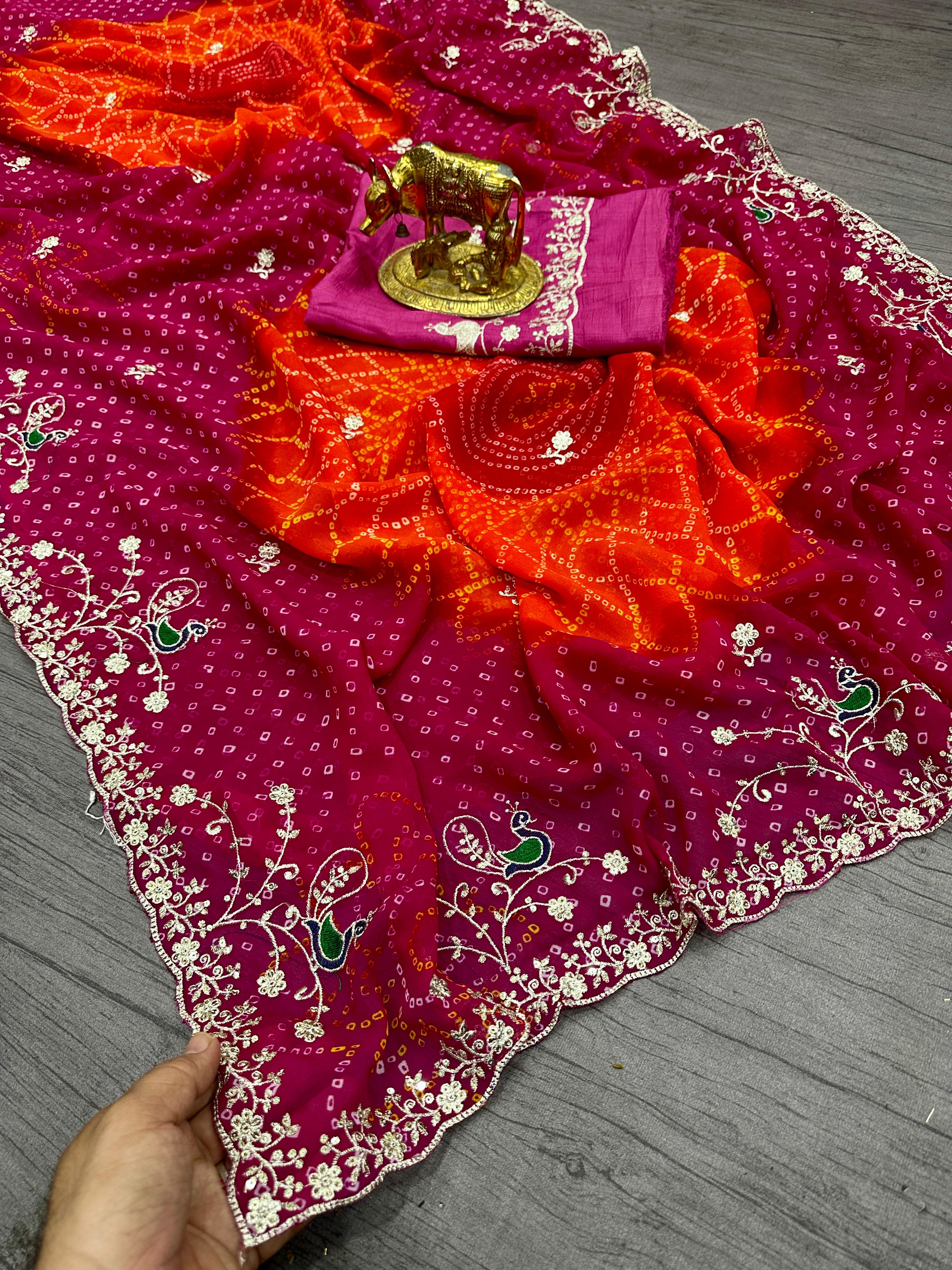 Beautifully crafted Traditional Georgette Saree