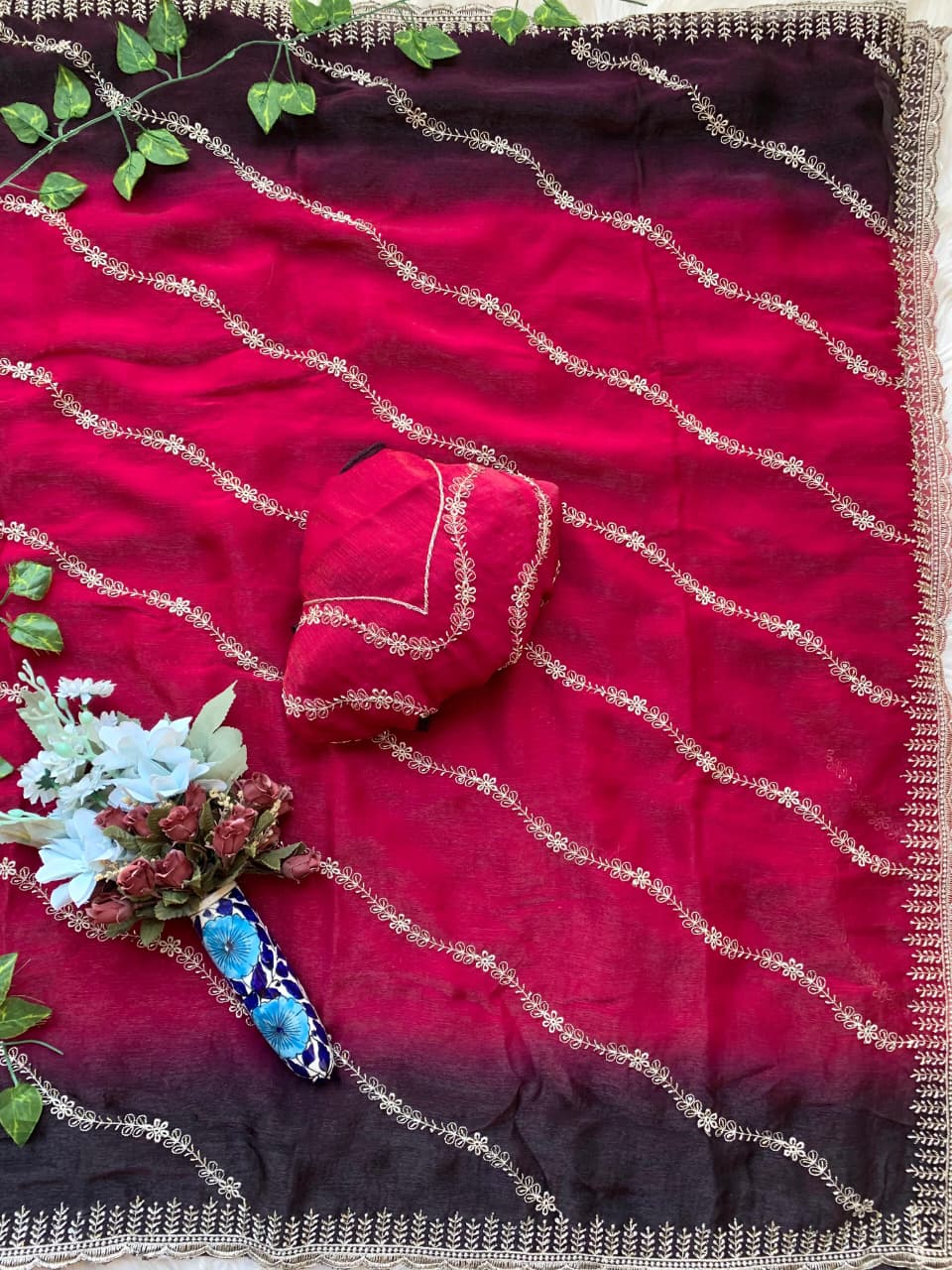 Rich look fendy chiffon pedding saree