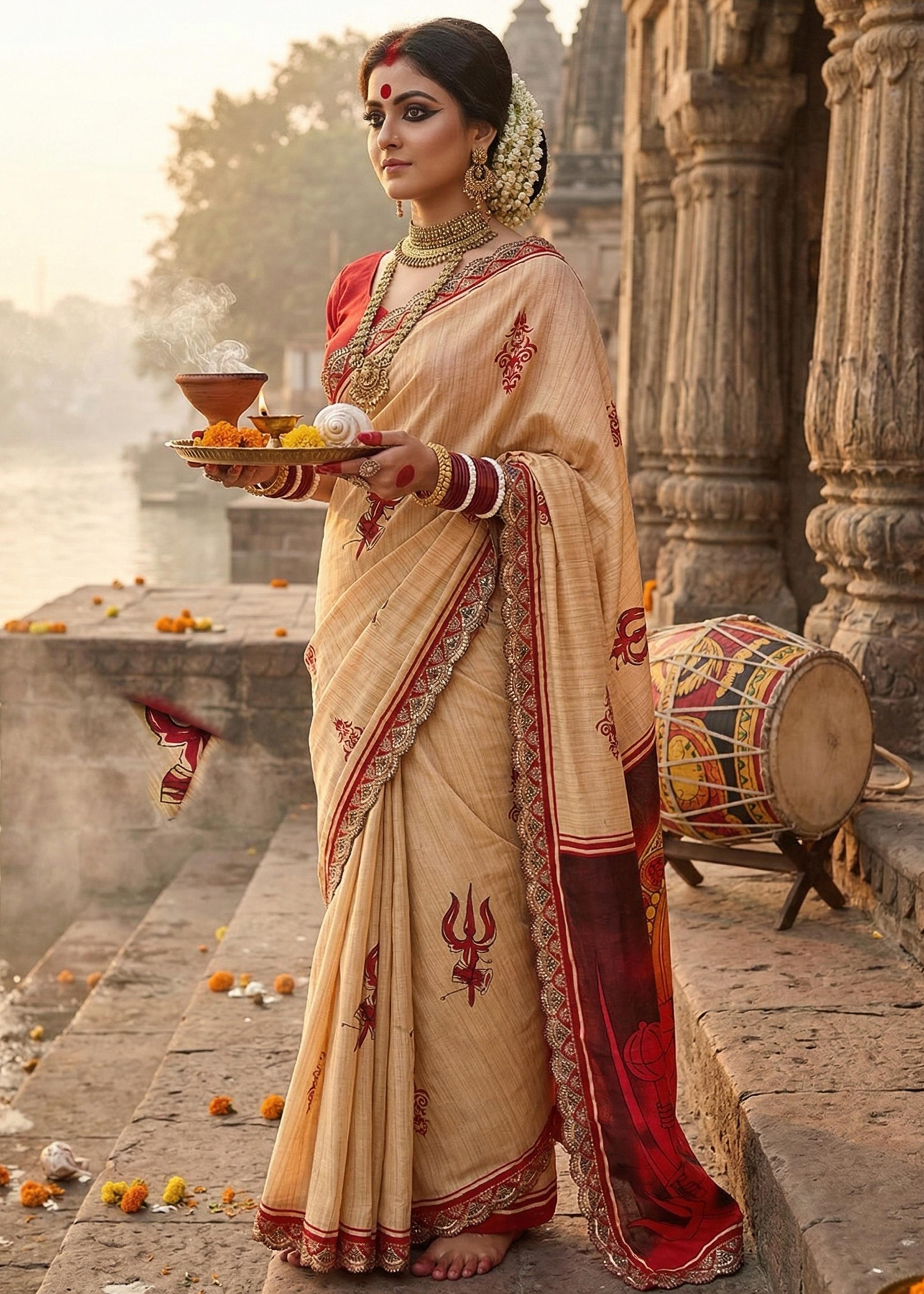 Premium Mulmul Cotton Pooja Special Saree