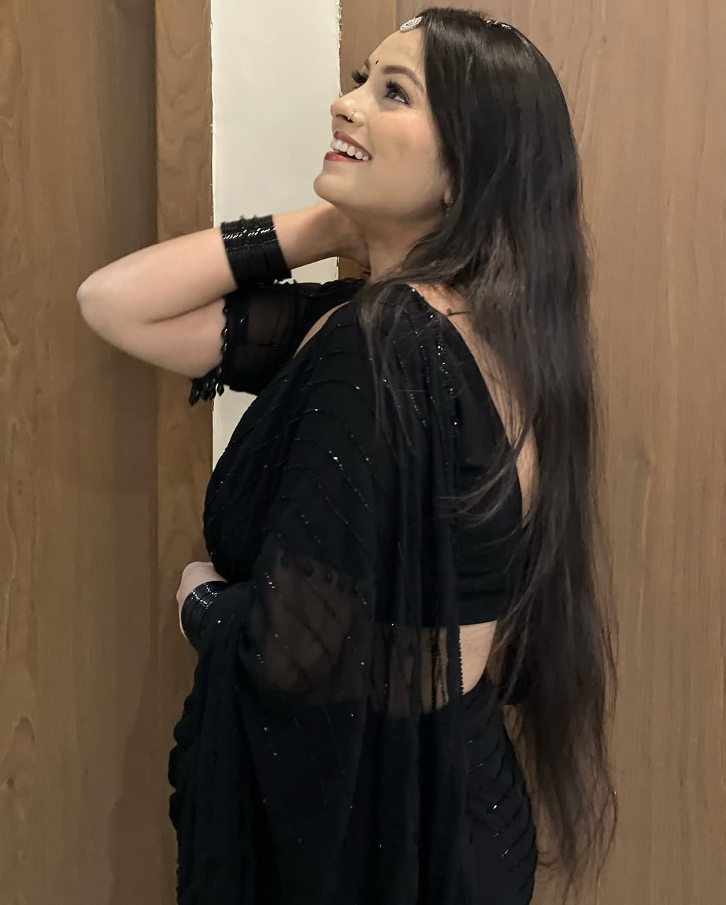 Fox Georgette Wedding Saree With Beautiful Khatli