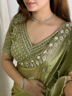 The ethereal Fandy satin fabric Saree
