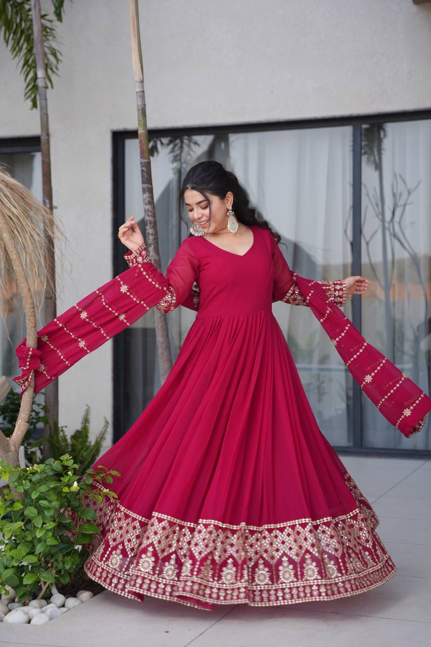 Designer Embroidered Anarkali Gown Dupatta Collection