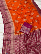 Pure Khaddi Crep Georgette Antique Colour Saree