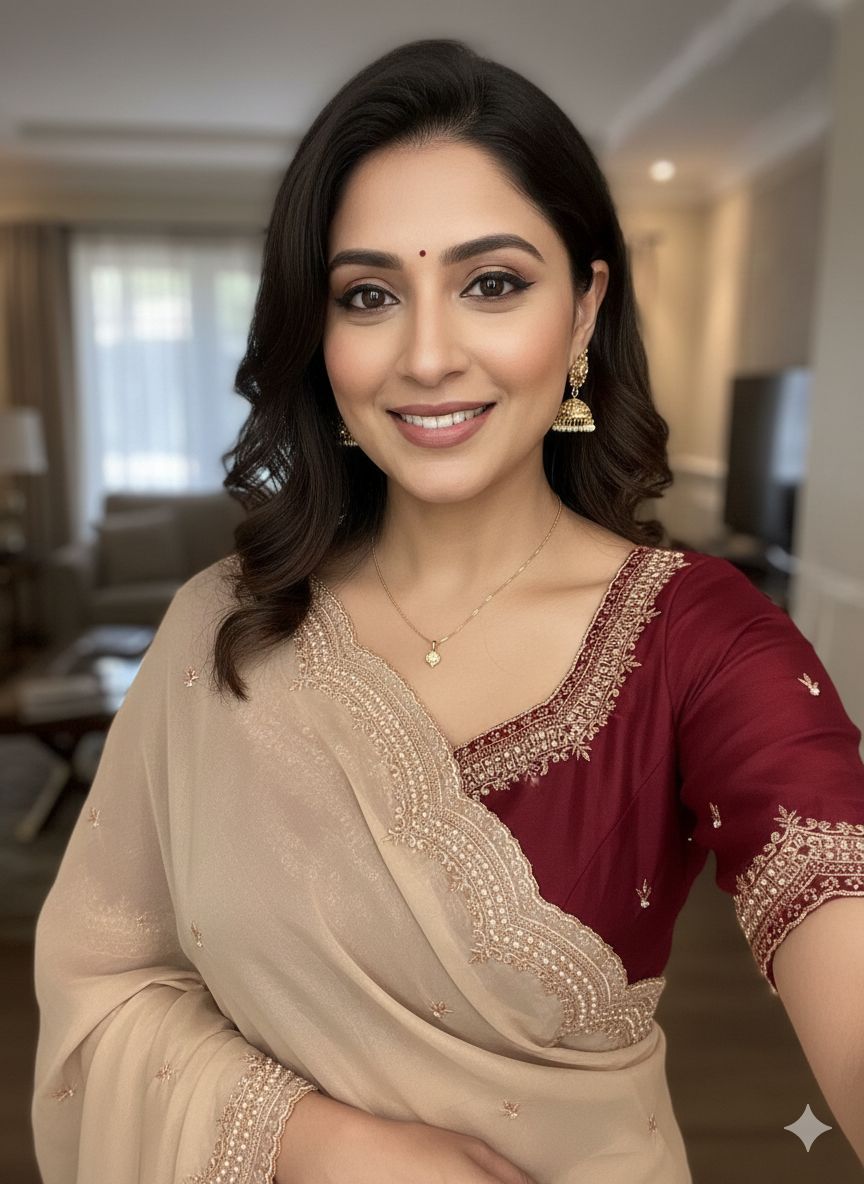 Star Georgette Multi Emrodairy Moti Border Saree