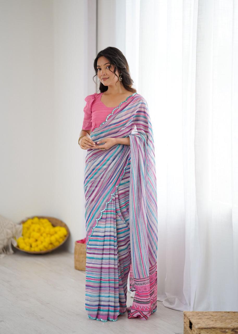 GORGETTE SILK DIGITAL PRINT SAREE
